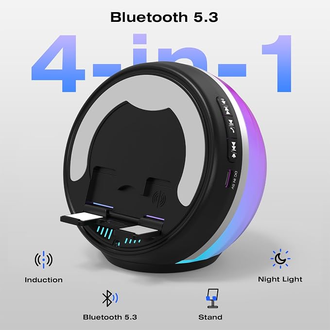 Wireless Induction Speaker with Phone Stand, RGB Bluetooth Desk Speaker | No Bluetooth Pairing, Instant Sound Boost, Great for calls, podcasts, and videos, Unique Gift for Men, Dad, Mom, Office - Image 2