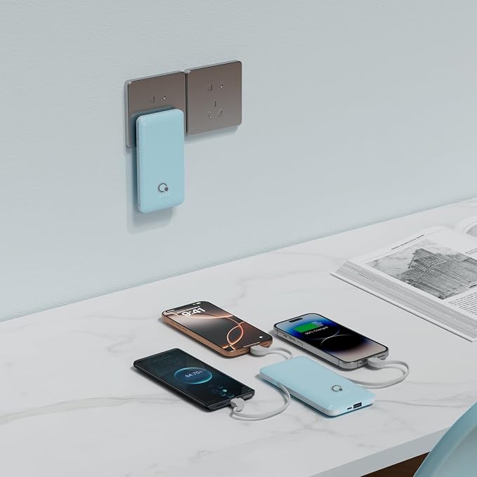 Portable Charger with Built-in Cables and AC Wall Plug, USB C External Battery Pack, 10000mAh Travel Essentials Power Bank Compatible with iPhone17/16/15/14/13, Samsung Galaxy, Pixel,Tablet and More - Image 2
