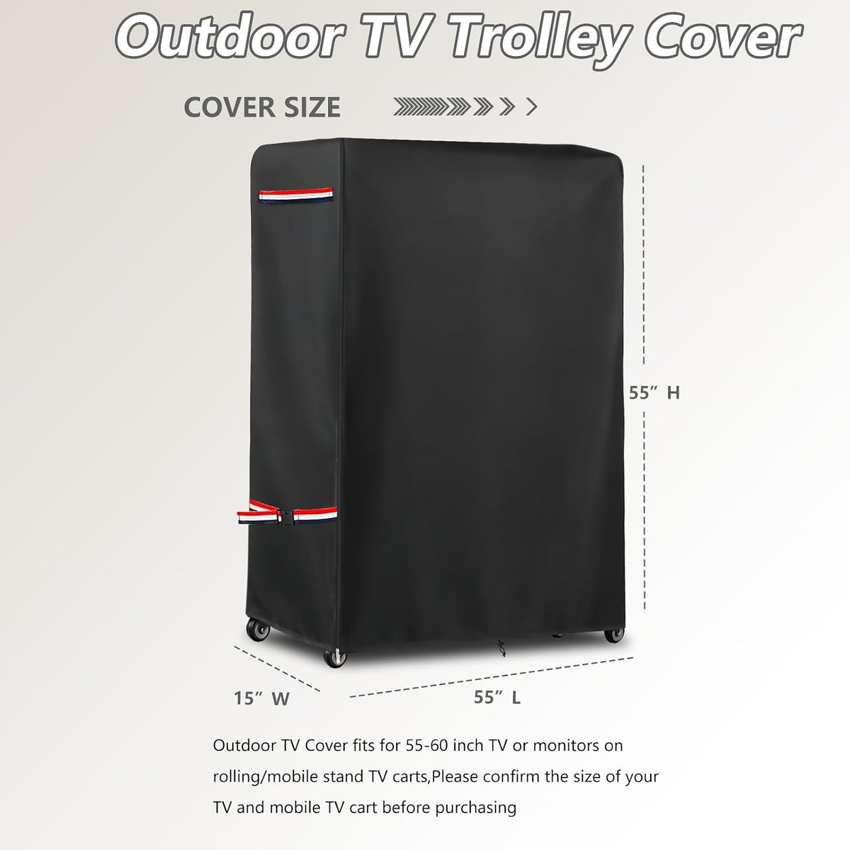 Weatherproof Outdoor TV Stand Cover for 55-60 Inch Rolling/Mobile Stand - Image 2