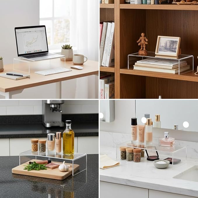 Azar Displays 515338-2PK Acrylic Laptop Stand, Computer Riser for Desk, Monitor Stand, Closet Organizer for Clothes & Shoes, Cabinet Display for Accessories and Décor 15"x7.75 x 4.5 (2-Pack) - Image 2