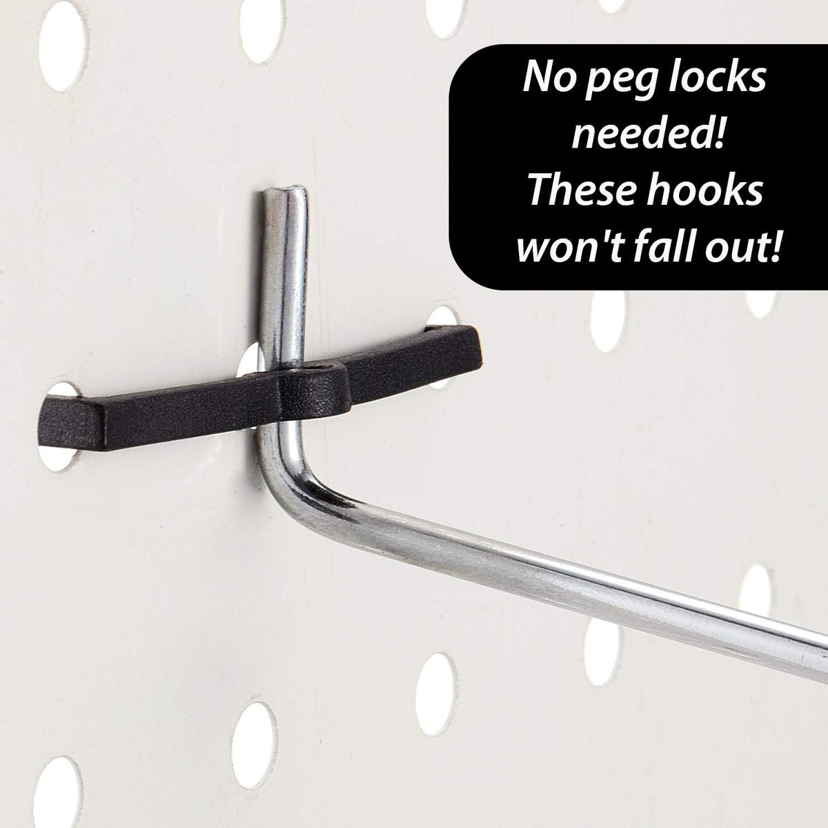 Mudder 200 Pieces Pegboard Locks for Hooks, Black Plastic Peg Hook Clips - Image 3