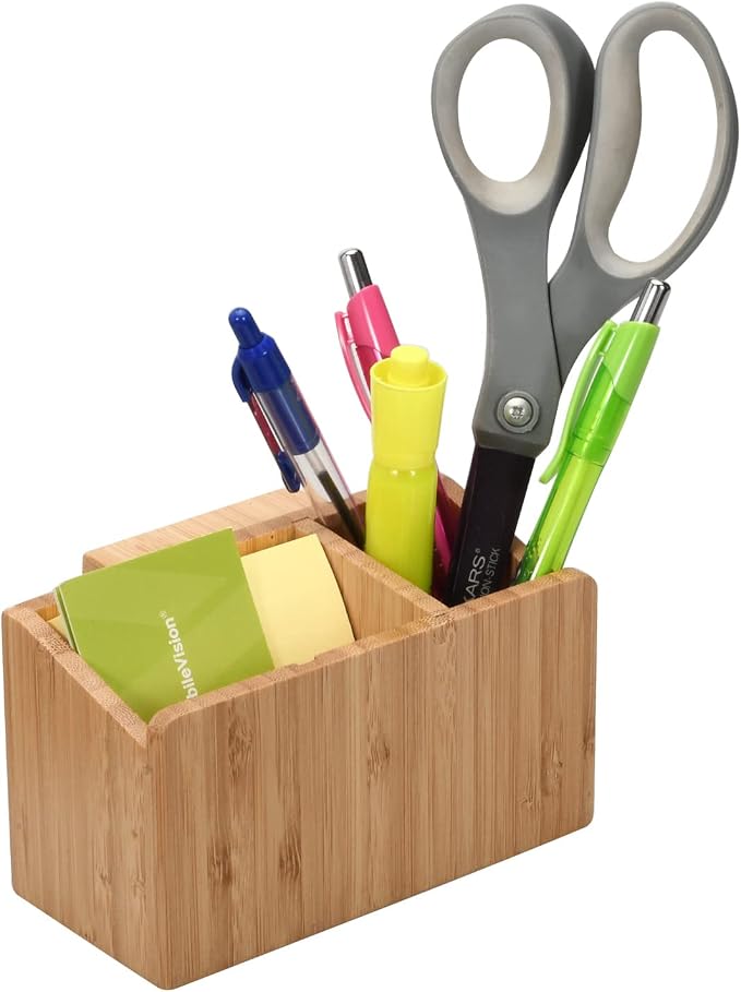 MobileVision Bamboo Caddy Add-On for Bamboo Charging Station Organizers; Compartment and cubby space fits pens, keys, and other small stationary items - Image 7