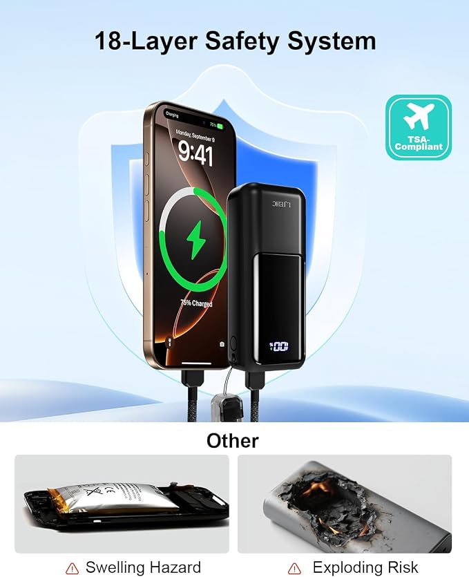 Mini Portable Charger,Small 22.5W PD Power Bank,10000mAh USB C in&Out Fast Charging Pocket Size Battery Pack,Travel Essentials Phone Charger for iPhone 17 16 15 Pro Air,Samsung S24,Android,iPad etc - Image 6