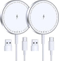 MagSafe Charger 2 Pack: Magnetic Wireless Charge iPhone 17-12 & AirPods | Strong Magnet Charging Pad, with Dual USB C to A Converters, Ultra-Thin & Portable, Ideal for Home Office & Travel, White by WirelessCharger