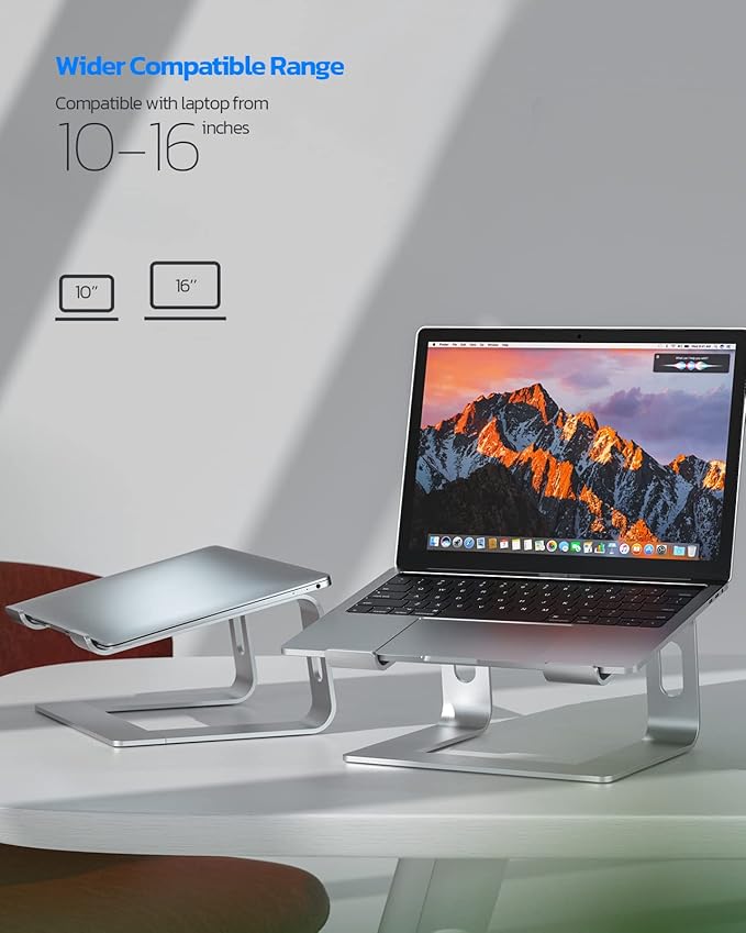 Nulaxy Full Aluminum Laptop Stand, Stable Support to 22 lbs, Silver | Detachable for Portable Storage, Easy Setup, Saves Desk Space, Compatible with 10-16 Inch Laptops, Office Desk Accessories - Image 4