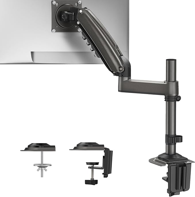 HUANUO Single Monitor Arm, Adjustable Desk Mount for 13-34 inch Screens, Holds 19.8lbs, 22.44 inch Max Height, Full Motion Swivel Gaming Monitor Stand with VESA 75x75mm and 100x100mm Compatibility by HUANUO