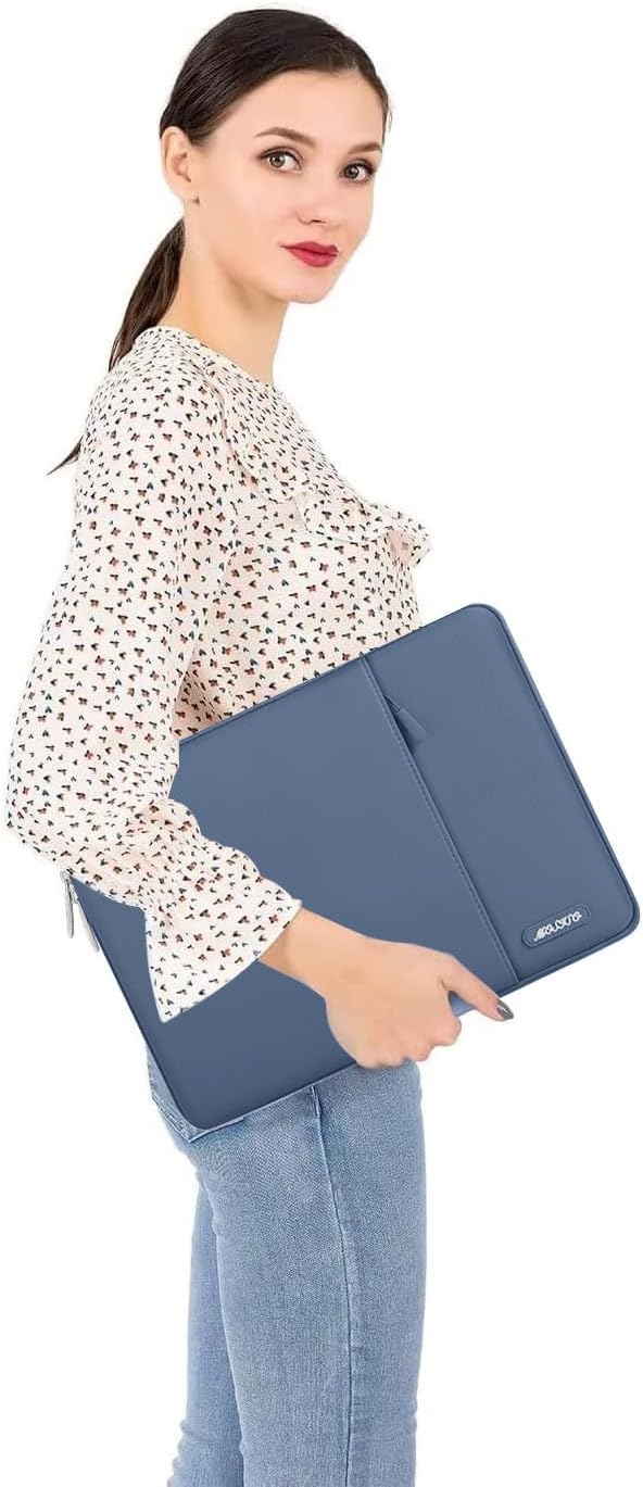 MOSISO Laptop Case 14 inch, Laptop Sleeve Bag with Pocket | Compatible with HP Lenovo Dell ASUS Acer, HP Stream, Dell Latitude, Polyester Vertical Computer Bag, Steel Blue - Image 6
