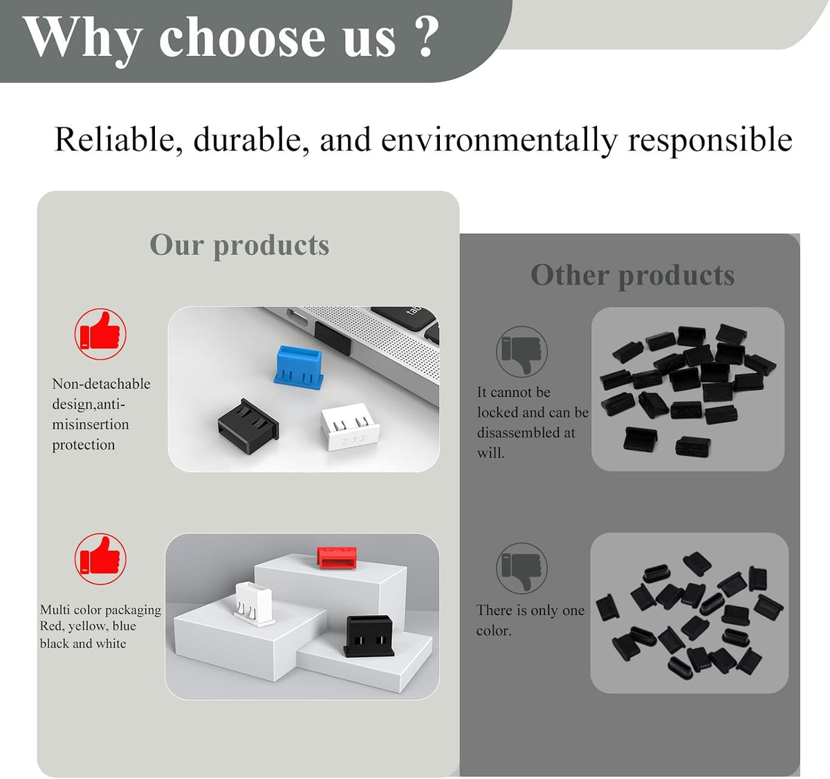 25PCS 5 Colors USB Type-A Port Dust Plug,USB Non-Removable Security Cover Caps,Cannot Be Removed After Installation,forCompatible with USB Type-A Port, Laptop, Desktop, Camera, Enterprise, Office - Image 3