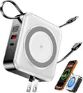 for Magsafe Portable Charger with Built-in Cables and AC Wall Plug, 10000mAh Magnetic Wireless Power Bank 22.5W Type-C in & Out Fast Charging Battery Pack for iPhone 17/16/15/14/13/12 Series, White by Unknown