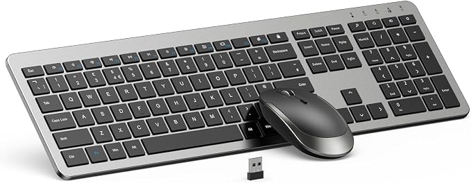 seenda Wireless Keyboard and Mouse Combo, Slim Full-Size Design | Quiet typing and mouse clicks, 2.4G USB receiver, and adjustable DPI mouse for Windows PCs/laptops. Color: Grey & Black by seenda-JustBeYourself