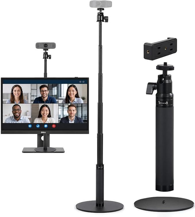 Webcam Stand for Desk, 28" Telescopic Tripod with Phone Holder, Desktop Webcam Mount Compatible with Logitech Webcam C922 C930e C920S C920 C615 C960 C920x BRIO 4K NexiGo N60, 1/4'' Thread by Unknown