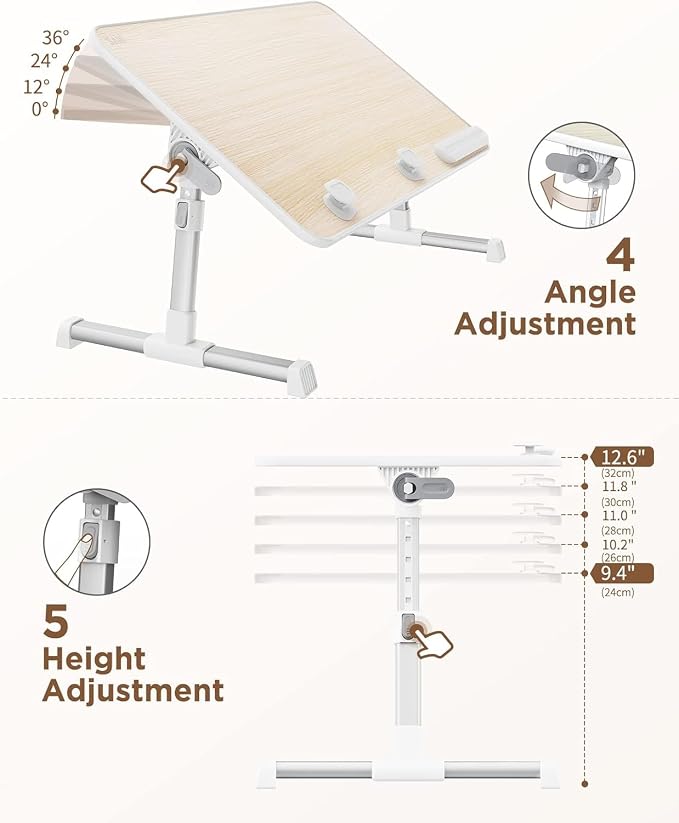 Laptop Desk Table, SAIJI Laptop Stand, Portable Lap Desks | Notebook Standing Breakfast Tray Reading Desk for Sofa Couch Bed Floor (Teak,Medium Size) - Image 4