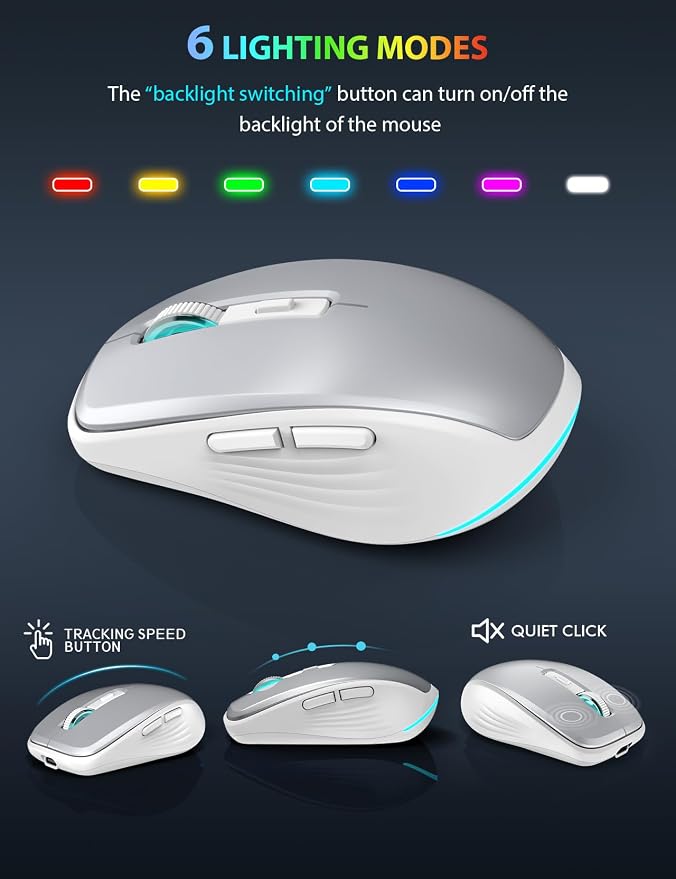 Wireless Keyboard and Mouse Combo, Compact Backlit Scissor Keys | Slim Design, Rechargeable, Quiet Typing, RGB Mouse, Auto Sleep, 2.4GHz USB Wireless, KM61PRO Portable Set for Windows & Mac - Image 4