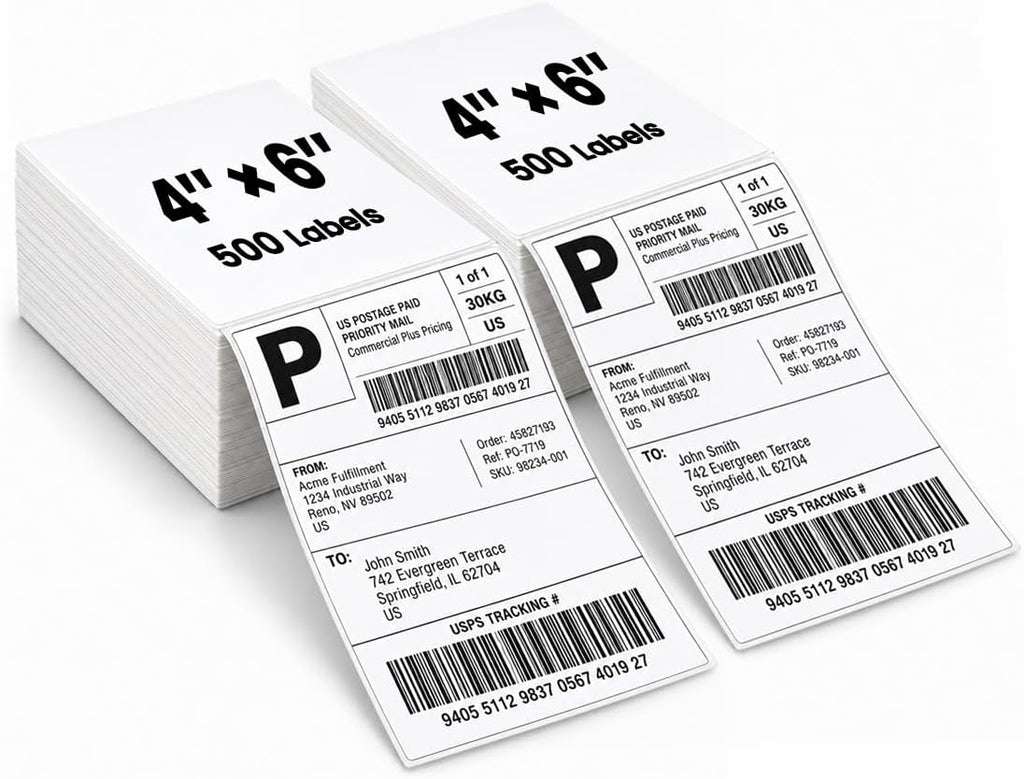 4x6 Fanfold Thermal Shipping Labels, BPA & BPS Free,1000 Labels by Cartridgeify