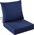 IASEAHK Outdoor Seat Cushion Set, Waterproof & Fade Resistant Patio Chair Cushions, Outdoors Cushion for Patio Furniture, 24 x 24 x 4 Inch, Outdoor Couch Cushions with Handle and Ties, Navy Blue by IASEAHK