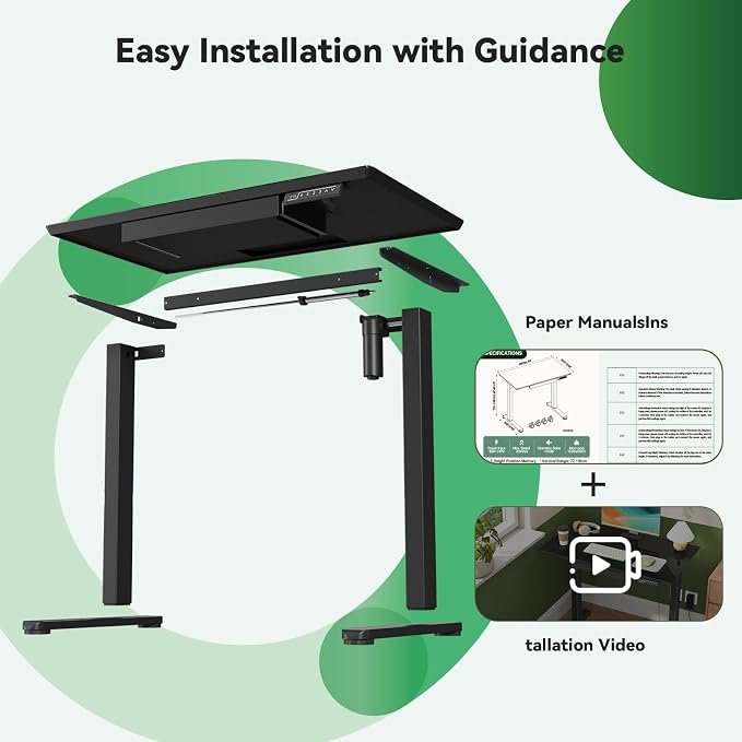35” Black Glass Standing Desk Height Adjustable with Drawer | Electric One-Piece Rising Whiteboard Table on Lockable Wheels, Mobile Small Rolling Laptop Cart for Work, Drawing, Crafting - Image 9