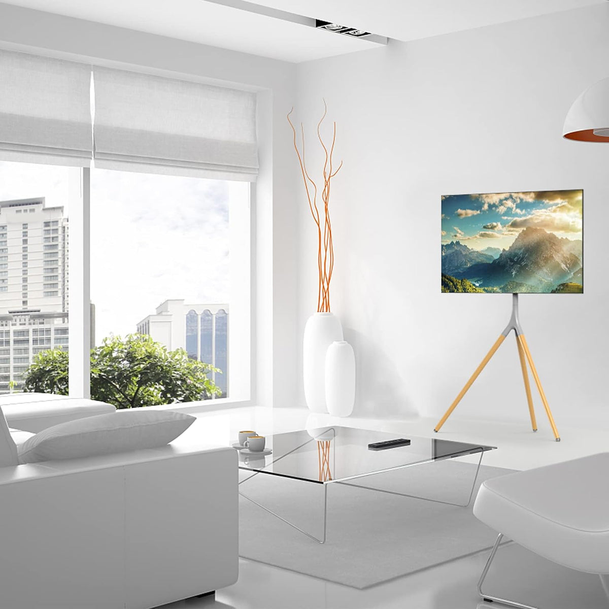 Gray TV Easel Stand with Tripod Base for 45-65 inch Screens - Image 8