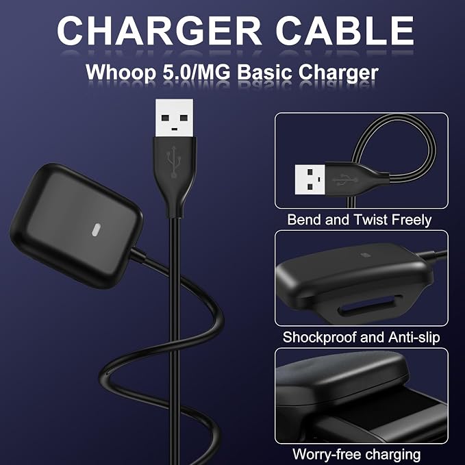 omee Charger Cable for Whoop 5.0/MG Basic Charger, 1M/3.3 Ft Portable Design Waterproof Compatible with Whoop 5 Charger Replacement (Not Compatible with Whoop 4.0) - Image 3