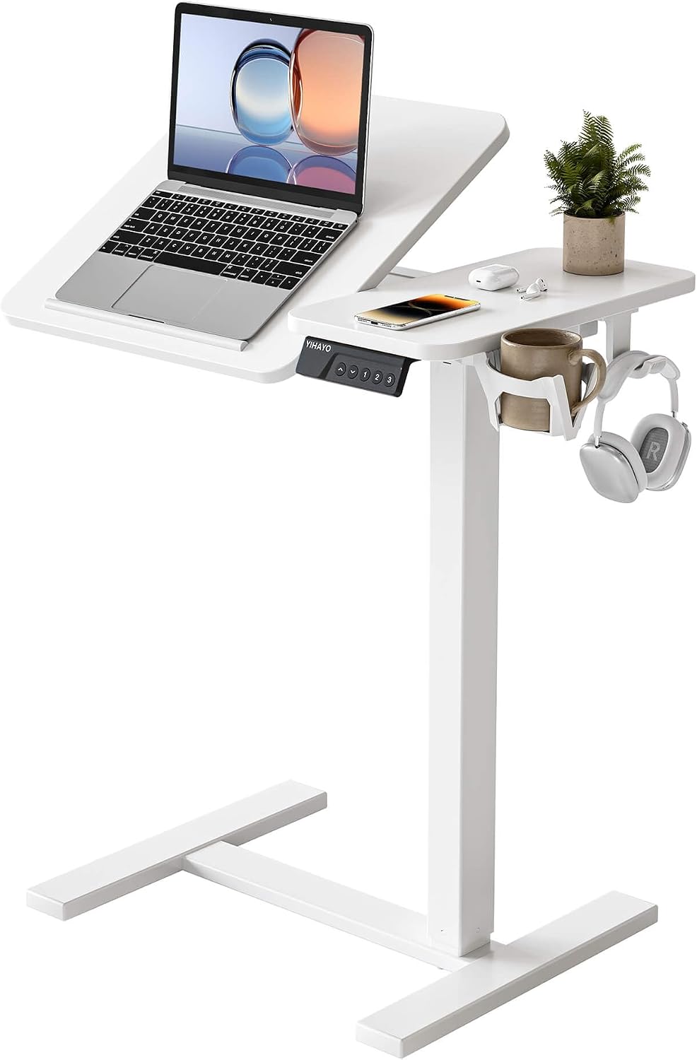 YIHAYO 28 x 16 Inches Electric Adjustable Overbed Bedside Table, White by YIHAYO