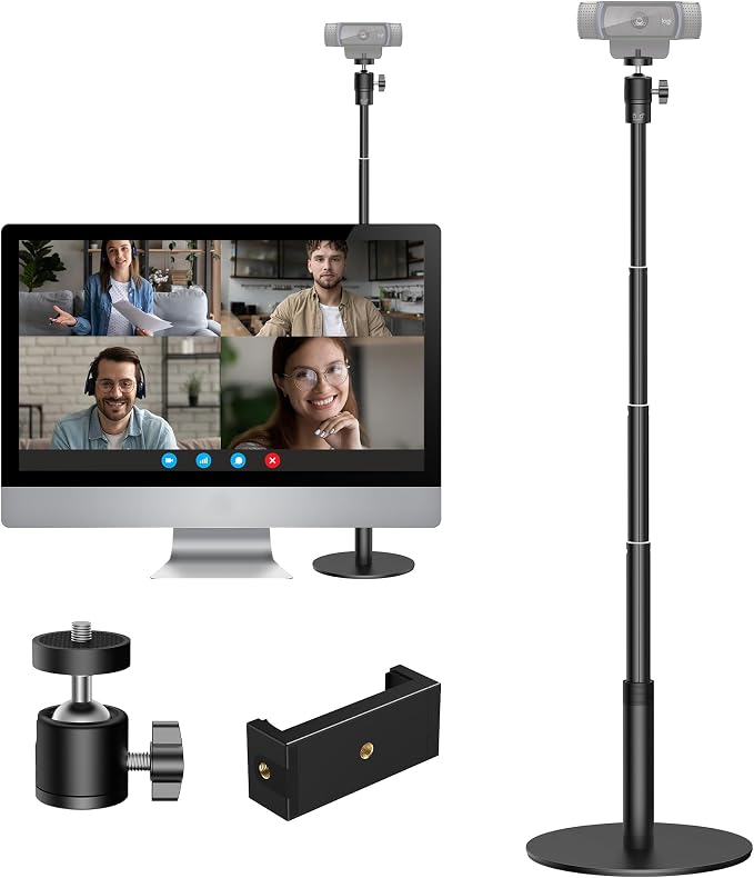 InnoGear Webcam Stand, Telescopic Mount Vlogging Stick with Phone Holder | for Logitech Webcam C922 C930e C920S C920 C615 C960 C920x BRIO 4K NexiGo N60 Eye-Level Framing, Rock-Solid Stability by InnoGear