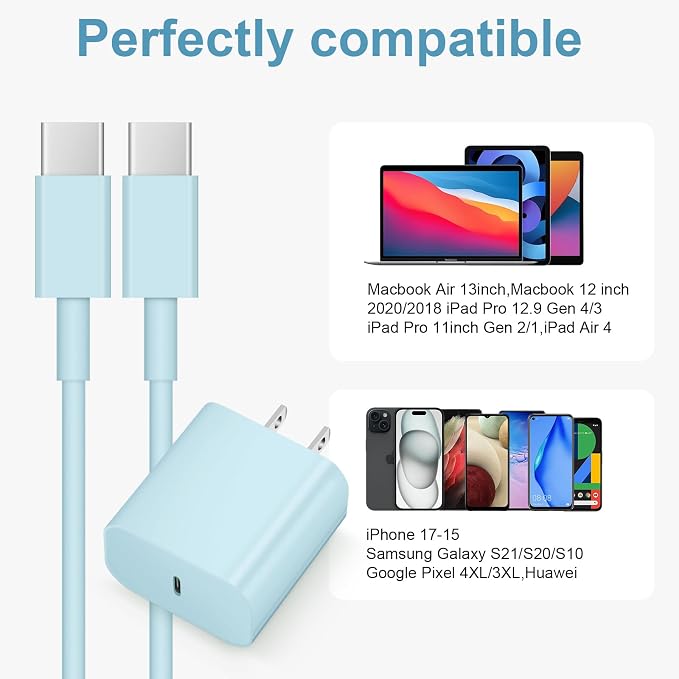 iPhone Charger Fast Charging 10FT iPhones 17 16 15 Charger | 3 Pack Type C Chargers USB C Charger for Phone Air 17/17 Plus/17 Pro/17 Pro Max/16/16 Plus/16 Pro/16 Pro Max/15 (Blue) - Image 5