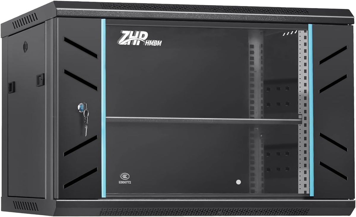 6U Wall Mount IT Network Rack Cabinet - SPCC Cold-Rolled Steel with Vents for Heat Dissipation, Easy Assembly and Cable Routing 15 in Depth for AV and Network Equipment by ZHPHMBM