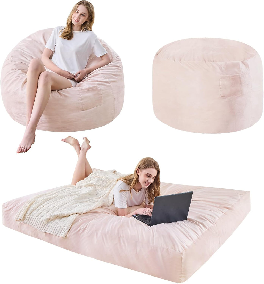 Bean Bag Chairs for Adults - Giant Bean Bag Convertible Floor Sofa by ILPEOD