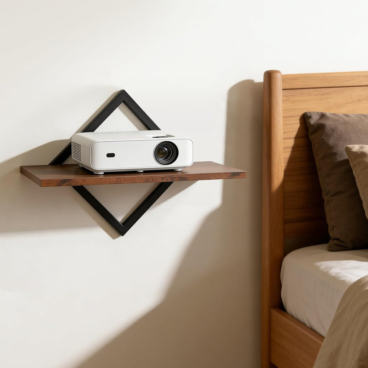DAWASAPAT Projector Wall Mount Shelf, 14.97" x 7.87" Floating Shelf for Projector, Router, Modem, Cable Box, Xbox, PS5 - Sturdy Projector Mount Rack Holder Stand - Image 2