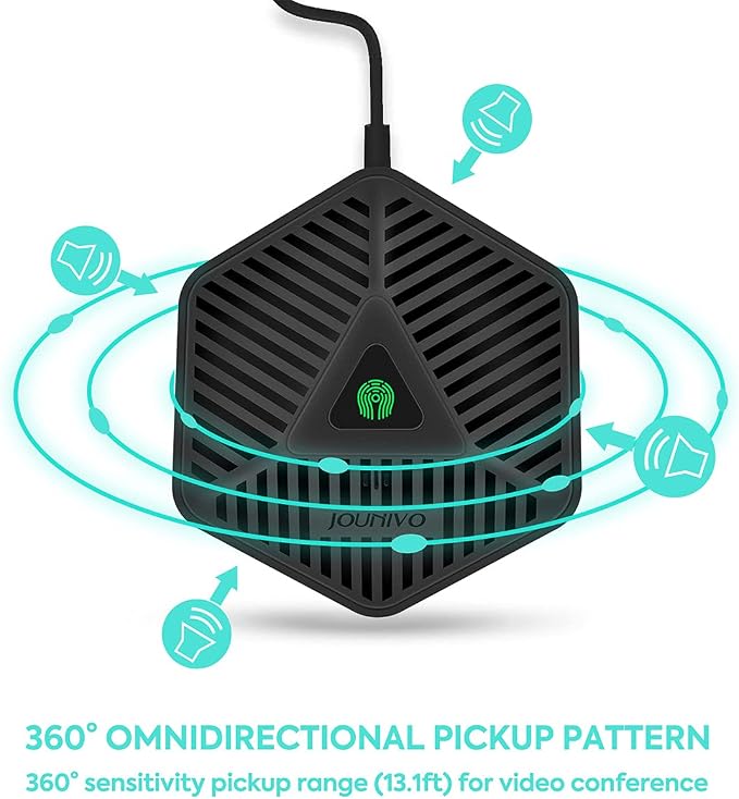 Conference USB Microphone, 360° Omnidirectional Computer Mic with Mute Button for Video Conference, Recording, Skype, Online Class, Plug & Play Compatible with Windows/macOS/PC/Laptop(JV808) - Image 4