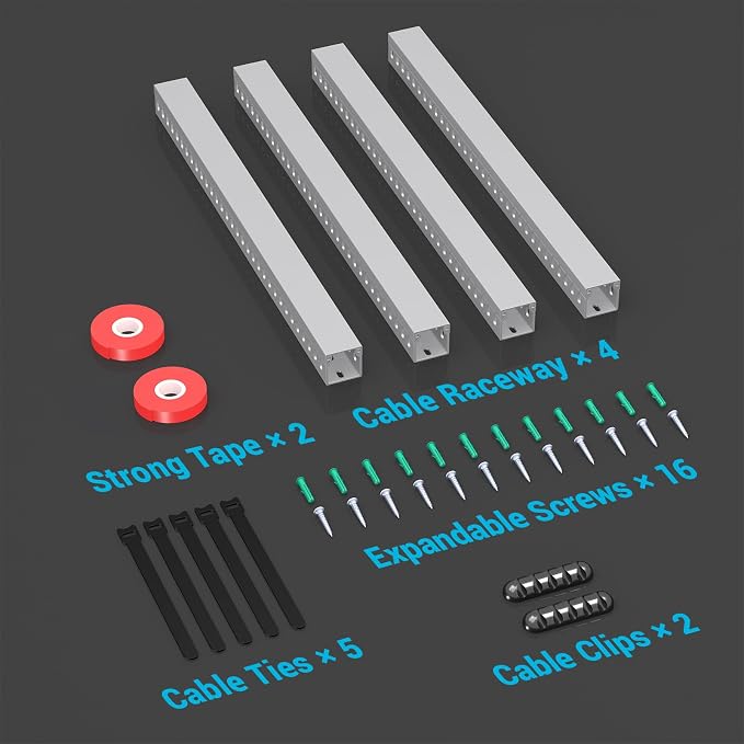 Open Slot Wire Duct Kit, 62.8"(4 x 15.7) Server Rack Cable Management, Cable Management Raceway for Hide Network HDMI VGA Cable, Wiring Raceway Cable Duct, Desk Wire Channel, 4 Pack, Grey - Image 6