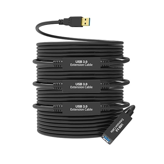 100FT USB 3.0 Active Extension Cable, USB 3.0 Extension Cord A-Male to A-Female, With High-Speed Data Signal Amplifier, Compatible With Quest 3,VR,Rift,360 Kinect,Xbox,Webcam,PS4, HD Camera or More by W+WDX%C2%A0MAST+DYNAPOINT+LIMITED
