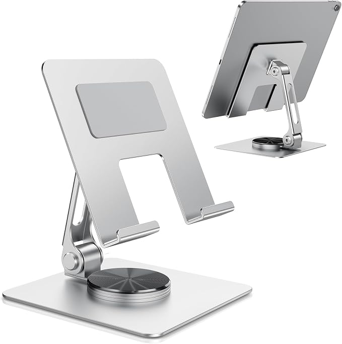 TIGRIS 360° Rotating Tablet Stand for iPad, Adjustable Foldable Metal Desk Stand, Stable Portable Tablet Holder for Office, Kitchen, Video Calls, Compatible with iPad Pro/Air/Mini, Kindle, Surface by Unknown