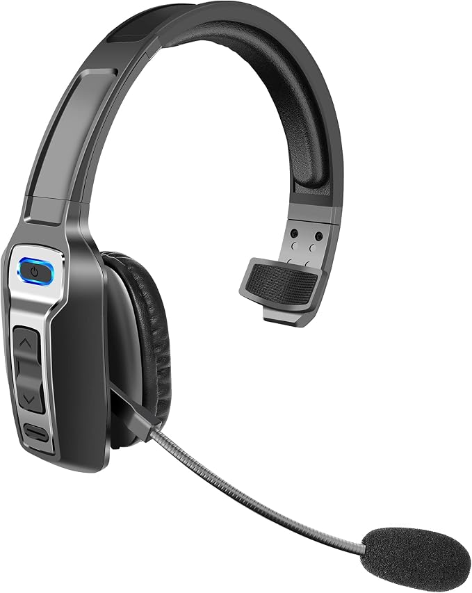 Sarevile Trucker Bluetooth Headset, V5.2 Wireless Headset with Upgraded Microphone AI Noise Canceling, On Ear Bluetooth Headphone with Mute for Driver Office Call Center (Black) by Sarevile