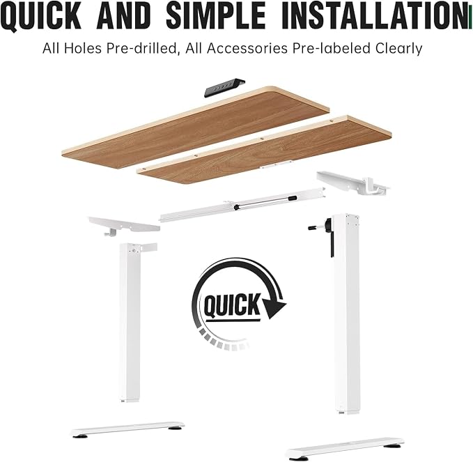 Veken 47.2 Inch Large Electric Standing Desk, Gaming Table, Nature | Height Adjustable Sit Stand Up Computer Tables for Home Office, Study , Writing, Suit students, employees and group work - Image 4