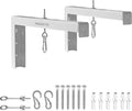 Mount-It! Projector Screen Wall Mount L-Brackets - Extra Large Wall and Ceiling Hanging Mount for Home Projector and Movie Screens, 12 inch Mounting Hooks, 1 Pair, White, 66 Lb Each Capacity by Mount-It!