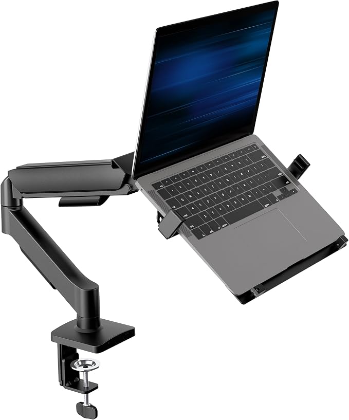 VIVO Universal Adjustable 10 to 15.6 inch Laptop Mount for Desk, Single Mechanical Arm VESA Notebook Stand with C-clamp and Grommet Options, Black, STAND-V001O-L by Unknown