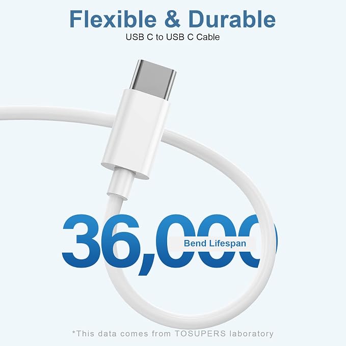 USB C to USB C Cable, USBC Cable for Apple iPhone 17/16, 3-Pack 6FT White | USBC to USBC Cable, 60W Fast Charging Type C Cords for iPhone 17/16 Series, iPad Pro/Air and MacBook - Image 4