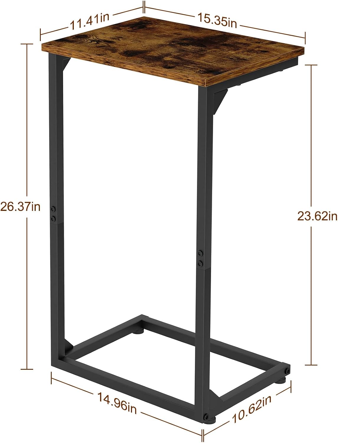 AMHANCIBLE Couch Side Table for Sofa, 26.37" Tall C Shaped End Table - Image 3