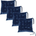 Set of 4 Square Chair Pads Indoor Seat Cushions Pillows with Ties Soft Comfortable Non Slip Chair Mat for Kitchen Dining Office Desk Living Room Outdoor Tatami 15.5" - Blue by MissSoul