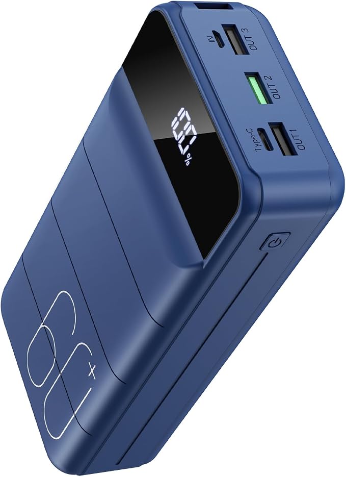 Portable Charger Power Bank 60000mAh Fast Charging 22.5W PD4.0 & QC 4.0 with USB C Battery Pack Charger Portable High Capacity Portable Phone Charger Power Bank for iPhone, Samsung, Travel (Blue) | USB C 22.5W Fast Charging, PD4.0 & QC 4.0, High Capaci... by Unknown