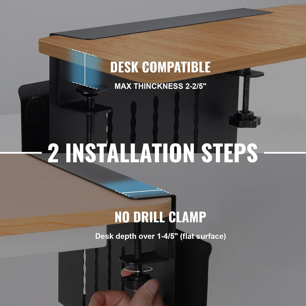2 Tie Desk Side Storage, Under Desk Laptop Holder, White - Image 4