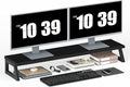 HOOBRO Dual Monitor Stand Riser, 39 Inch Large Computer Monitor Stand for 2 Monitors, Computer Monitor Riser, Desk Shelf Organizer for Office Desk, Accessories, Black BB121CJ01 by HOOBRO