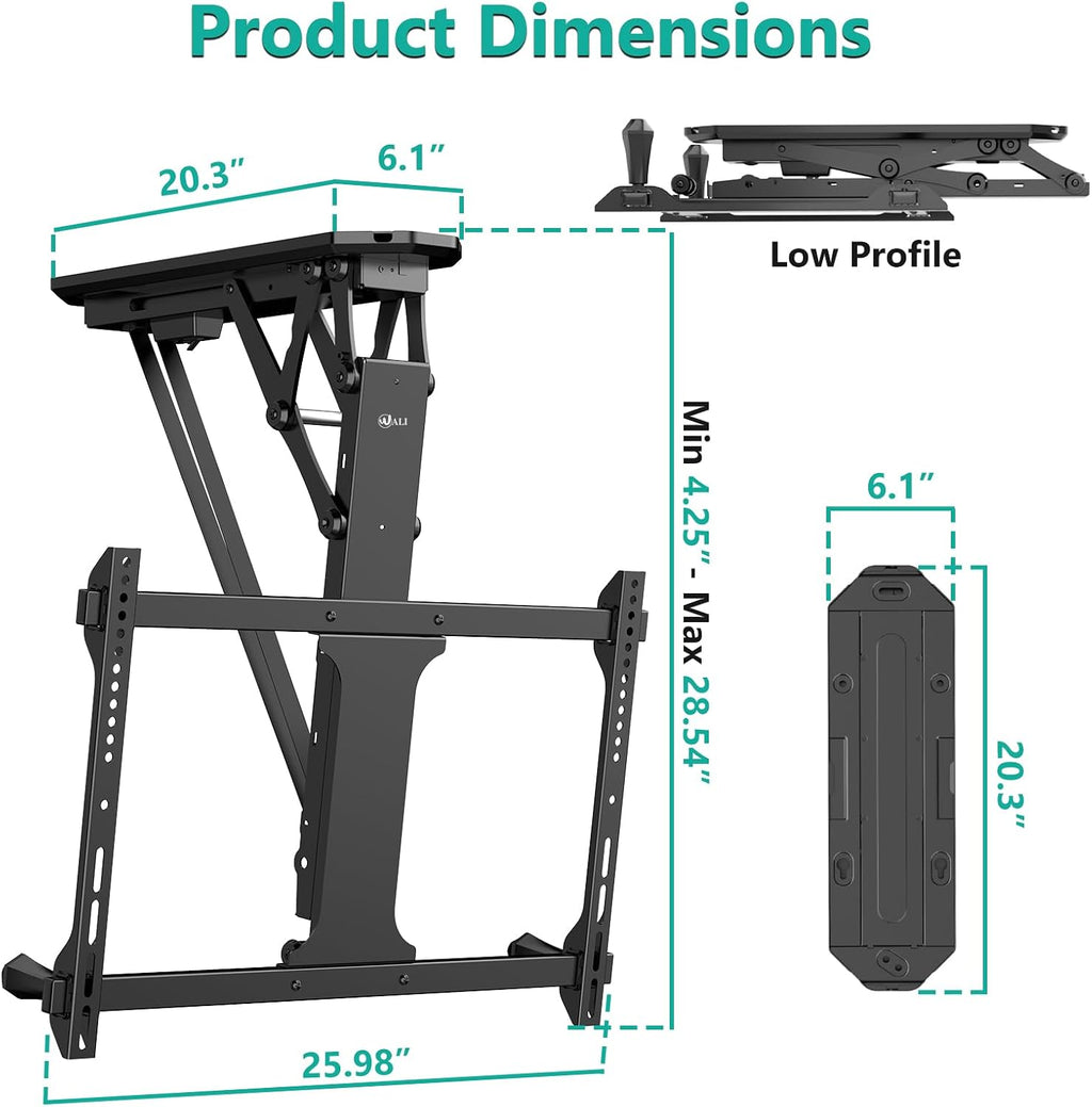 WALI Motorized Ceiling TV Mount for 32-70 inch TVs, Remote and APP Control - Image 6