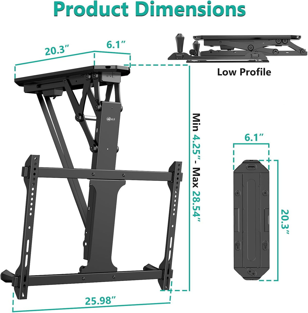 WALI Motorized Ceiling TV Mount for 32-70 inch TVs, Remote and APP Control - Image 6