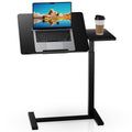 Simple Deluxe Standing Rolling Desk with Hidden Casters, Height Adjustable Pneumatic Mobile Laptop Desk, Tilting Bedside Table for Laptop, Overbed Bedside Table Hospital Home Use, Black by Simple Deluxe