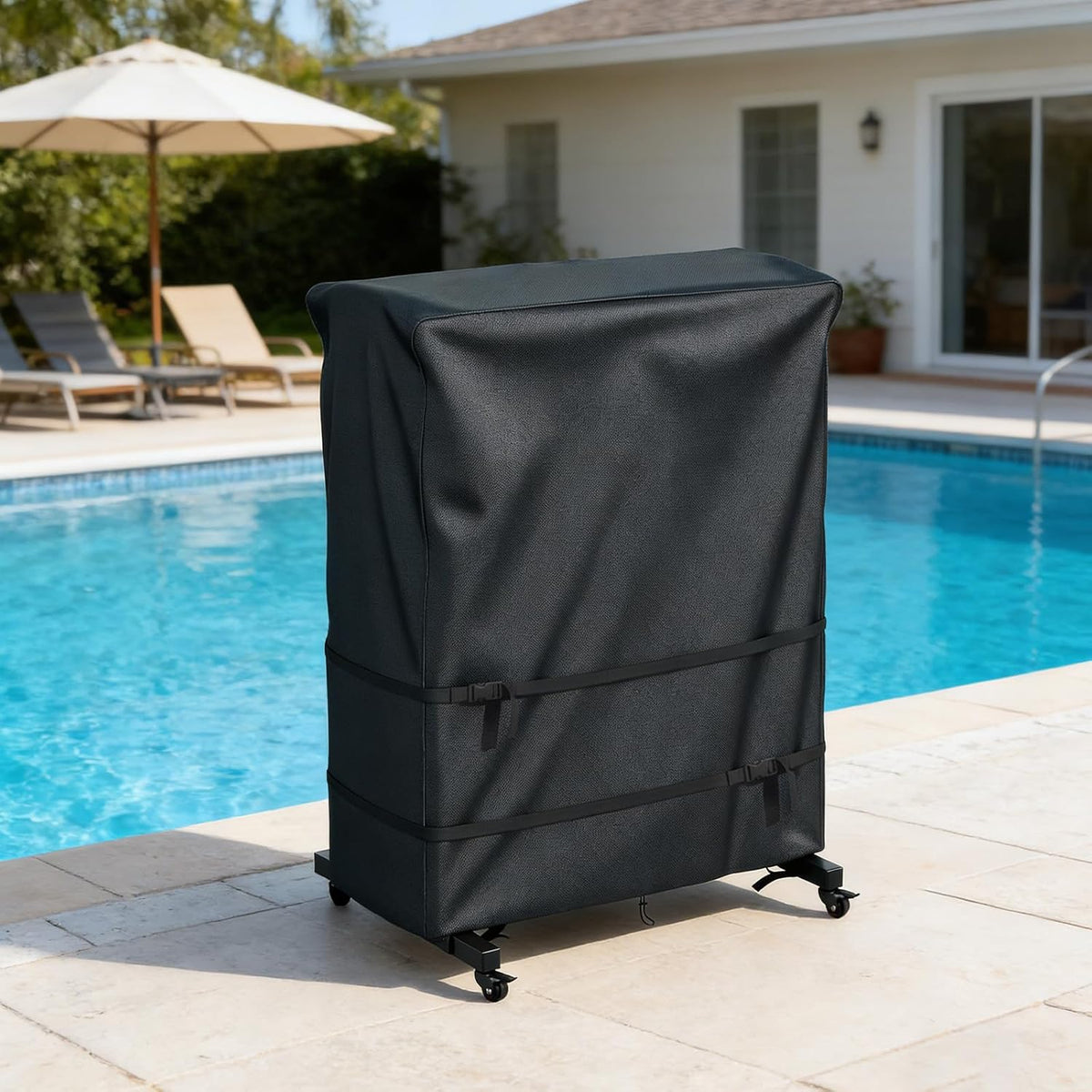 Outdoor TV Cover-Weatherproof TV Stand Covers for Outside TV,Compatible Patio TV Protector for Rolling TV Stand (Black, 70"L x 15"W x 57"H) - Image 7