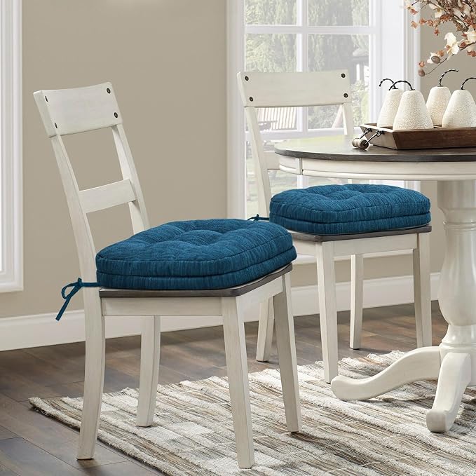 Shinnwa Dining Chair Cushions Set of 6, Dual-Layer Memory Foam Kitchen Chair Cushions, Patented Design Seat Pads with Ties, 16.5 x 16.5 x 3.5in, 6 Pack, Navy Blue - Image 7