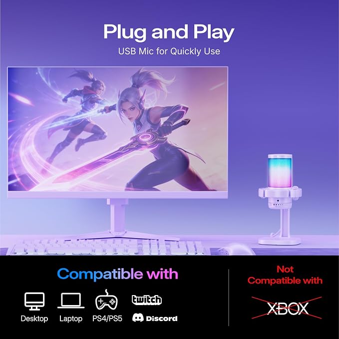 MAONO DGM20 USB Gaming Microphone for PC with Clear Voice & RGB Lighting | Noise Reduction, Tap-to-Mute, Gain Control and Plug & Play for Discord, Streaming, Podcasting, Chat and PS5/PS4 Gaming - Image 7