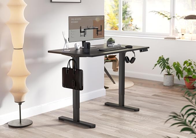 YDN 48 x 24 Inch Black Electric Standing Desk | Adjustable Height, Sit Stand, Cable Management, Ergonomic, Home Office - Image 2
