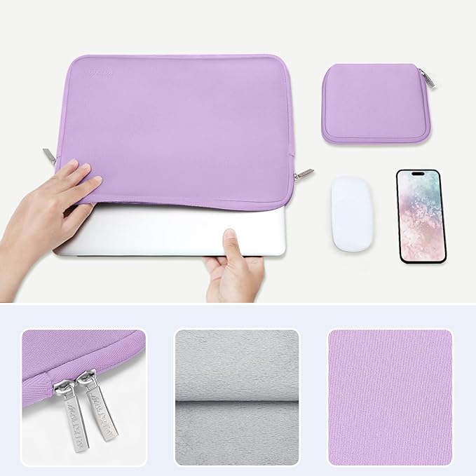 MOSISO Laptop Case 15 inch, 15 inch Laptop Sleeve with Small Case | Compatible with MacBook Air M5 M4-M2 A3448 A3241 A3114 A2941 2026-2023, Dell XPS, Neoprene Computer Sleeve Bag, Purple - Image 4